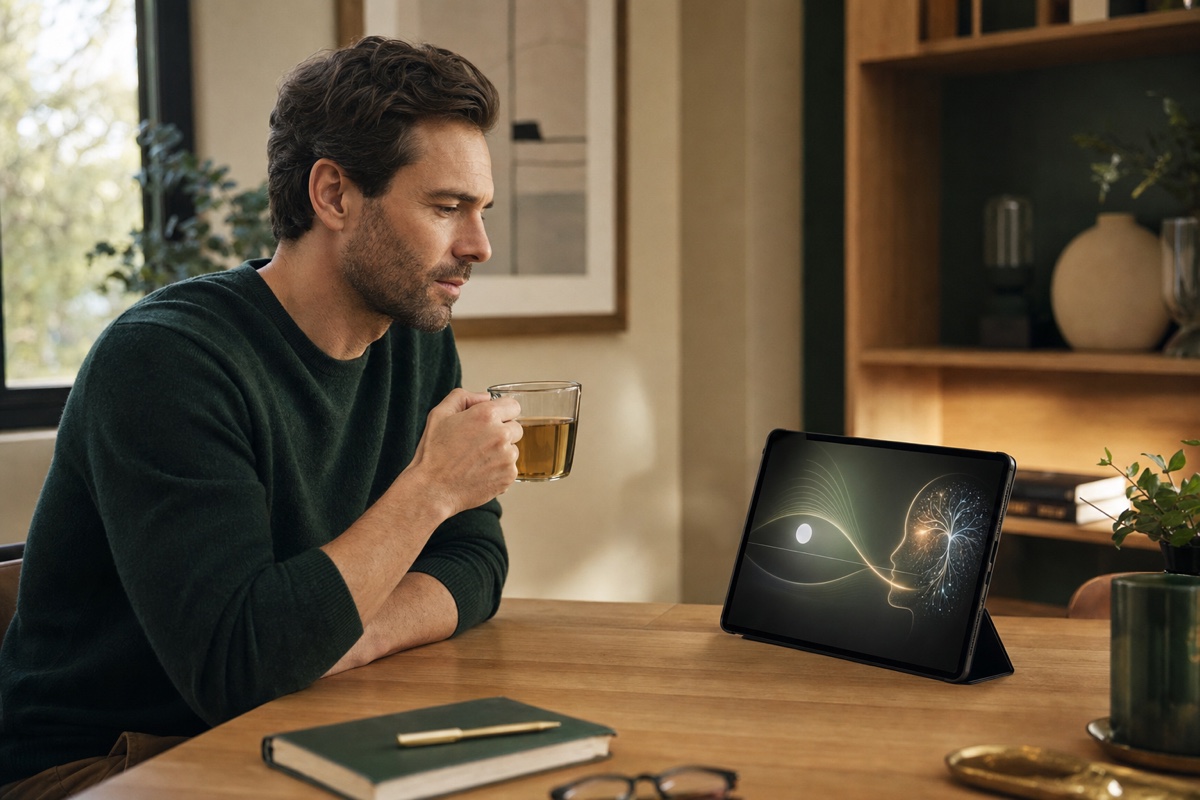 A viewer watching a visual Longevity Series lesson
